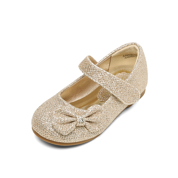 Toddler Girl's Ballerina Bow Flats - GOLD GLITTER -  0